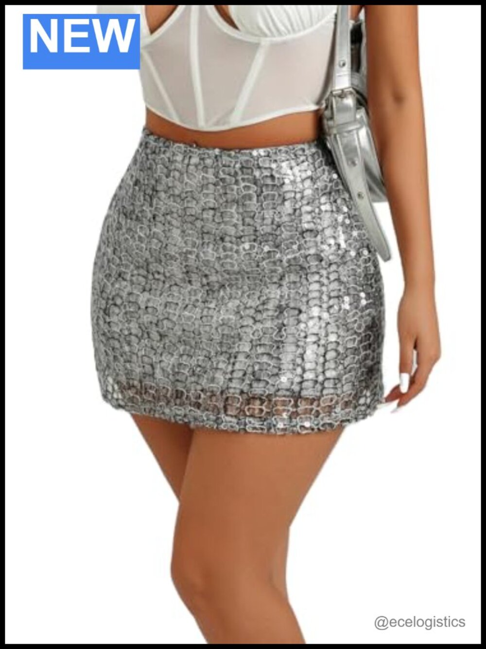 Sequin Mini Skirt High Waist Bodycon Sparkly Party Nightclub